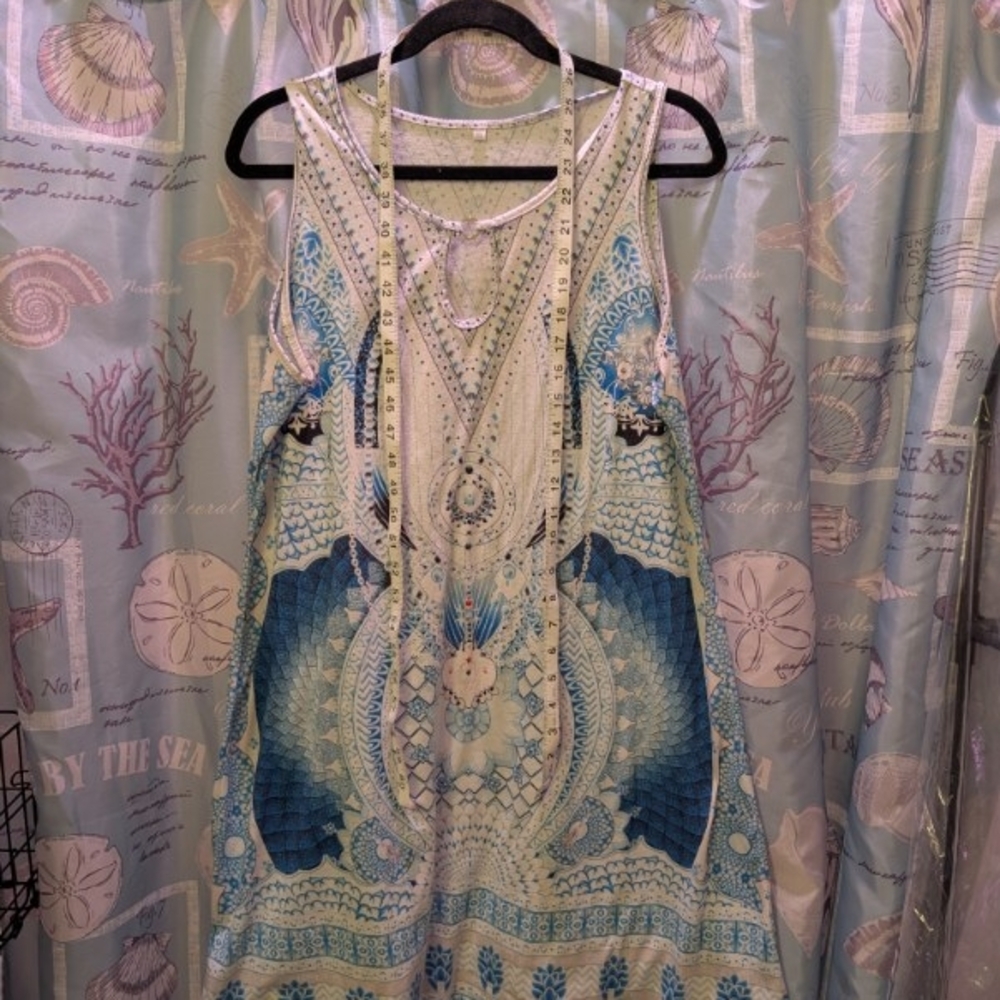 Comfy Blue XXL Tunic Dress • Soft Polyester Knee Length Casual Lounge Dress